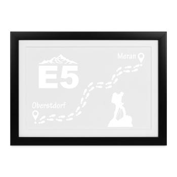 E5 Alpenüberquerung - Gerahmtes Poster (37 × 27 cm) - Schwarz - Vorne