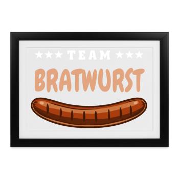 Team Bratwurst - Grill Fan - Grillen Wurst - Gerahmtes Poster (37 × 27 cm) - Schwarz - Vorne