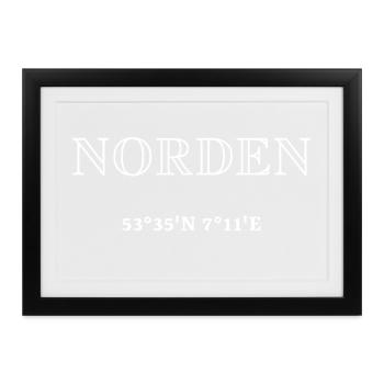 Norden Koordinaten - Gerahmtes Poster (37 × 27 cm) - Schwarz - Vorne