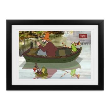 Pettersson & Findus Petterson Beim Angeln - Gerahmtes Poster (37 × 27 cm) - Schwarz - Vorne
