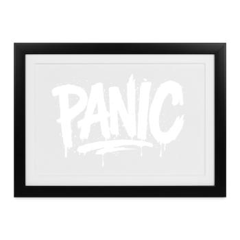 PANIC Expressive Grau-Ästhetik mit Risiko-Bothrin - Gerahmtes Poster (37 × 27 cm) - Schwarz - Vorne