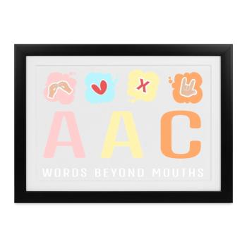 SLP Gebärdensprache AAC Kommunikation - Gerahmtes Poster (37 × 27 cm) - Schwarz - Vorne