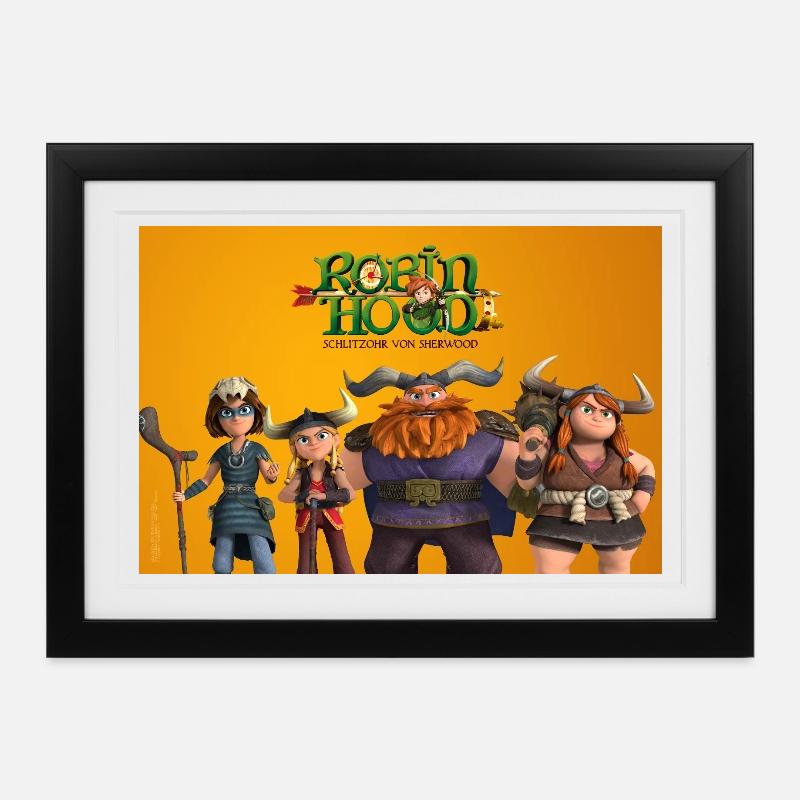 Robin Hood Schlitzohr Wikinger - Gerahmtes Poster (37 × 27 cm) - Schwarz