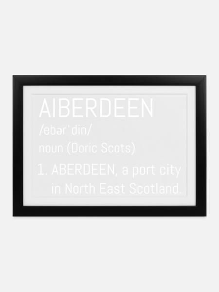 Aberdeen Doric City Schrift - Gerahmtes Poster (37 × 27 cm) - Schwarz