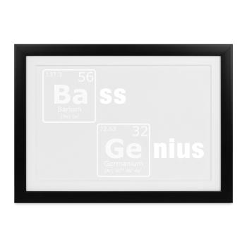 Bass Genius Periodensystem PSE Elemente Nerd - Gerahmtes Poster (37 × 27 cm) - Schwarz - Vorne
