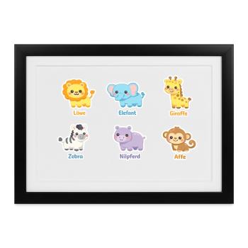 Kuschelige Tierfreunde Sticker - Gerahmtes Poster (37 × 27 cm) - Schwarz - Vorne