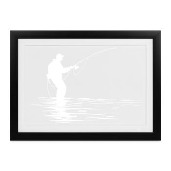 Angler Zeichnung - Gerahmtes Poster (37 × 27 cm) - Schwarz - Vorne