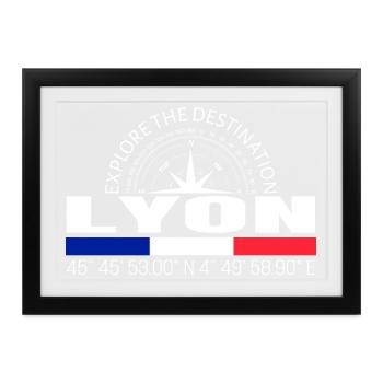 Lyon - Gerahmtes Poster (37 × 27 cm) - Schwarz - Vorne