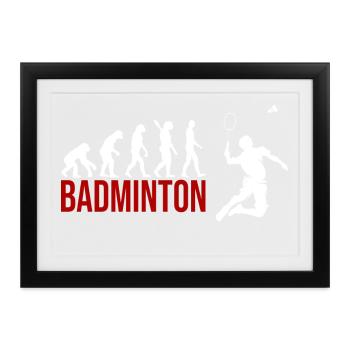 Evolution Badminton - Gerahmtes Poster (37 × 27 cm) - Schwarz - Vorne