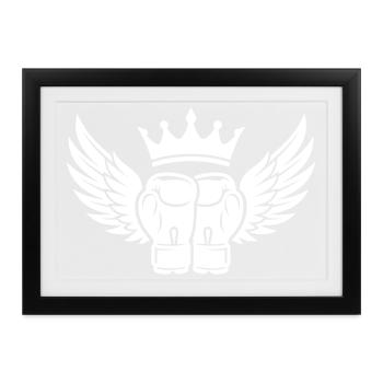Boxhandschuhe Krone Symbol - Gerahmtes Poster (37 × 27 cm) - Schwarz - Vorne