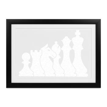Schach Design Mit Schachfiguren Für Schachspieler - Gerahmtes Poster (37 × 27 cm) - Schwarz - Vorne