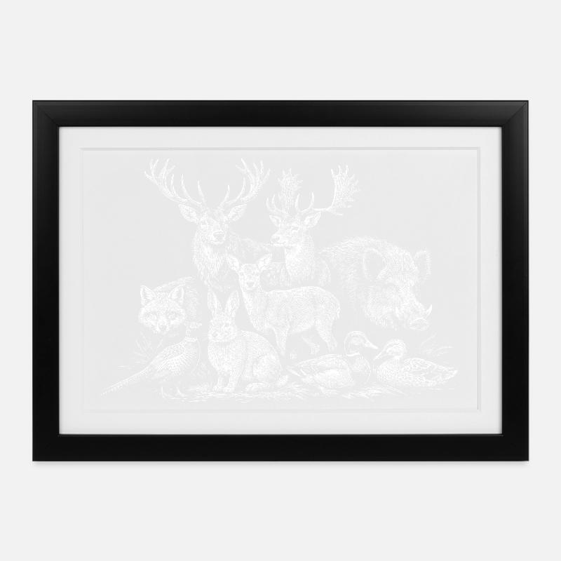 Silhouette des habitants de la forêt - Affiche encadrée (37 × 27 cm) - noir
