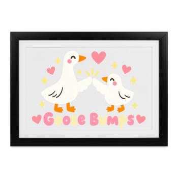 Kawaii Mama Baby Gänse Lustige Gänsehaut - Gerahmtes Poster (37 × 27 cm) - Schwarz - Vorne