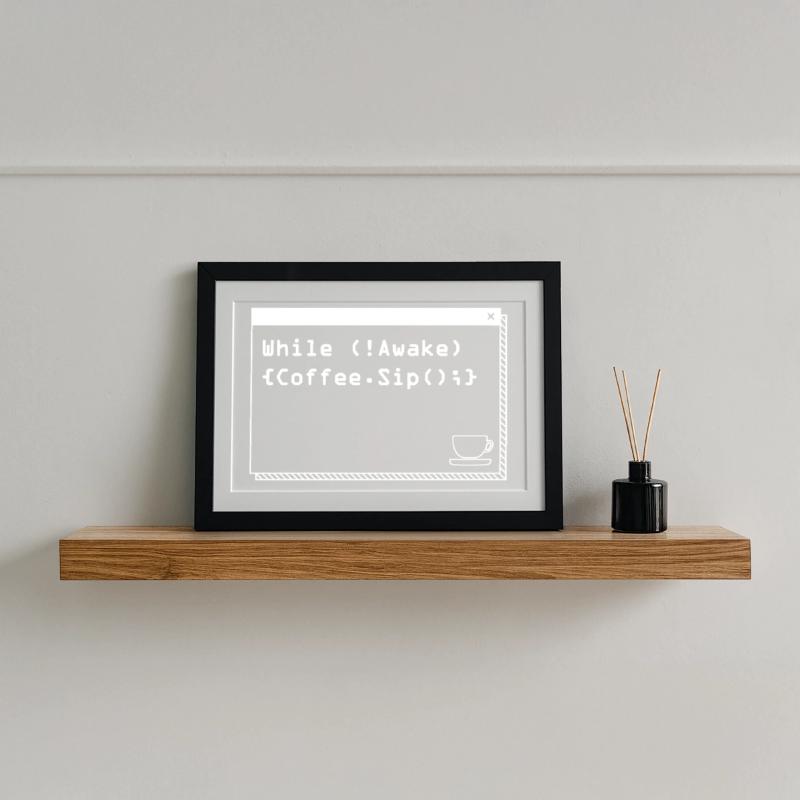 Aus Kaffee Code generieren Programmierer Gerahmtes Poster (37 × 27 cm)