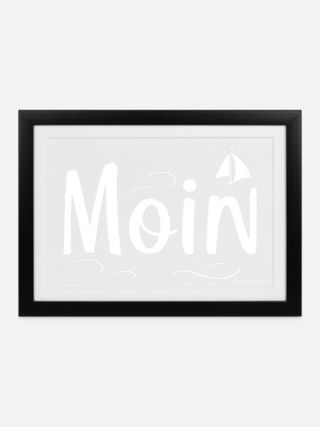 Moin Wellendesign - Gerahmtes Poster (37 × 27 cm) - Schwarz