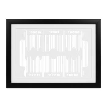 Rasierklinge mit Code - Gerahmtes Poster (37 × 27 cm) - Schwarz - Vorne