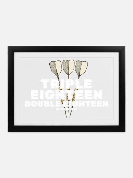 Jahrgang 1990 Darts Checkout - Gerahmtes Poster (37 × 27 cm) - Schwarz