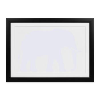 Elefant Mammoth Silhouette - Gerahmtes Poster (37 × 27 cm) - Schwarz - Vorne