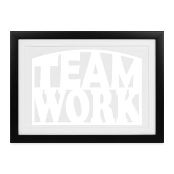 Teamwork Bold Stencil - Gerahmtes Poster (37 × 27 cm) - Schwarz - Vorne