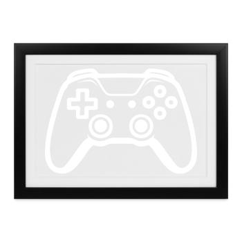 Gamer Controller Joypad Symbol - Gerahmtes Poster (37 × 27 cm) - Schwarz - Vorne