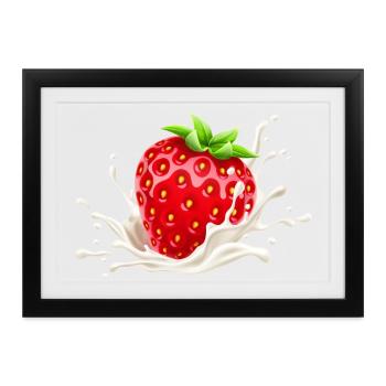 Erdbeere, Erdbeer-Verlangen, Erdbeere - Gerahmtes Poster (37 × 27 cm) - Schwarz - Vorne
