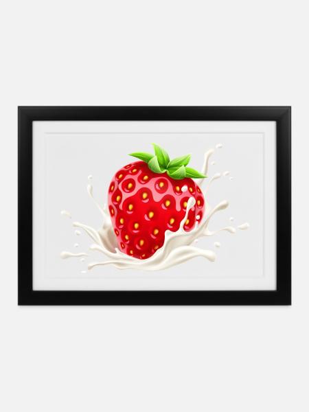 Erdbeere, Erdbeer-Verlangen, Erdbeere - Gerahmtes Poster (37 × 27 cm) - Schwarz