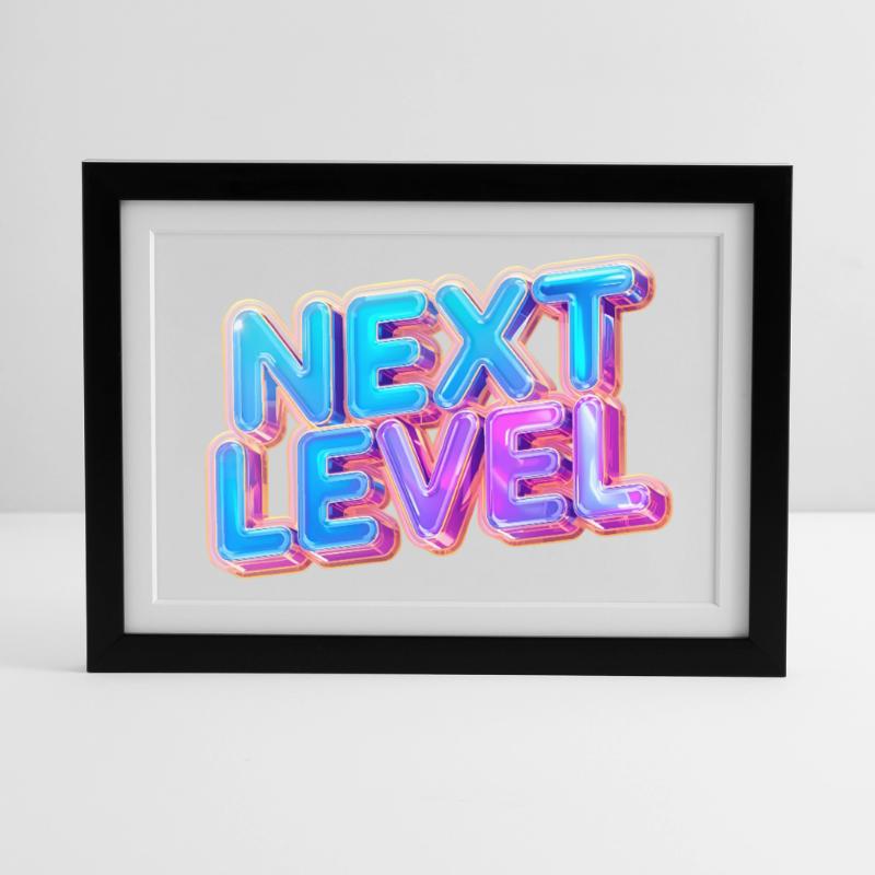Next Level 3D Text — Bold Gradient Design Framed poster (37 × 27 cm)