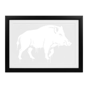 Wildschwein Graffiti Streetwear Vektor - Gerahmtes Poster (37 × 27 cm) - Schwarz - Vorne
