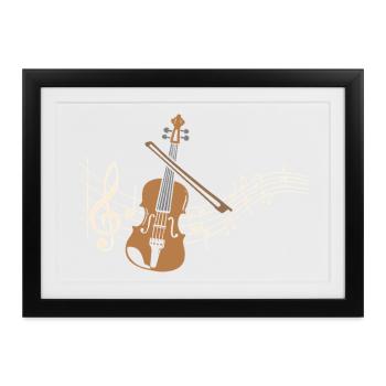 Geige Noten Violine Musiker Klassische Musik - Gerahmtes Poster (37 × 27 cm) - Schwarz - Vorne