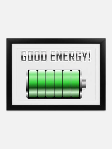 Gute Energie - Gerahmtes Poster (37 × 27 cm) - Schwarz