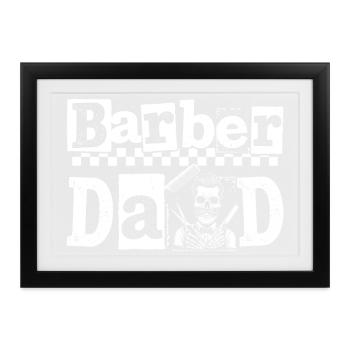 Vintage Barber Papa Barbier Friseur - Gerahmtes Poster (37 × 27 cm) - Schwarz - Vorne