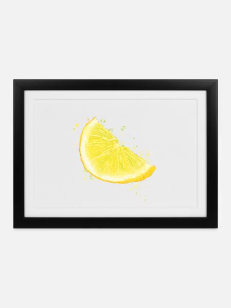Zitrone - Gerahmtes Poster (37 × 27 cm) - Schwarz