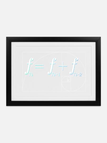 Fibonacci-Folge - Gerahmtes Poster (37 × 27 cm) - Schwarz