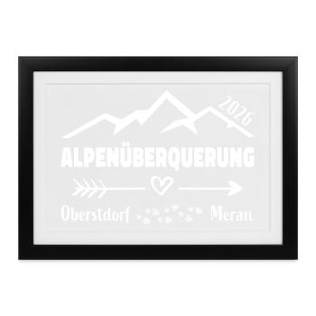 Alpenüberquerung 2026 E5 Oberstdorf Meran - Gerahmtes Poster (37 × 27 cm) - Schwarz - Vorne
