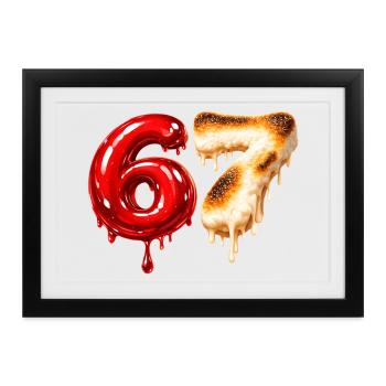67 - 6 7 - Six Seven Meme  - Gerahmtes Poster (37 × 27 cm) - Schwarz - Vorne