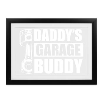 Daddy's garage buddy Car lover car guy mechanic - Gerahmtes Poster (37 × 27 cm) - Schwarz - Vorne