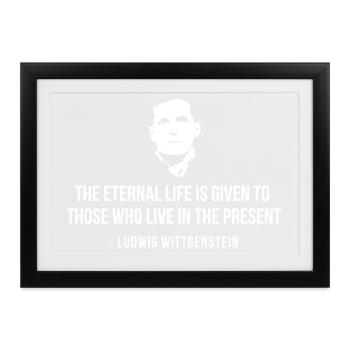 Ludwig Wittgenstein Zitatporträt - Gerahmtes Poster (37 × 27 cm) - Schwarz - Vorne
