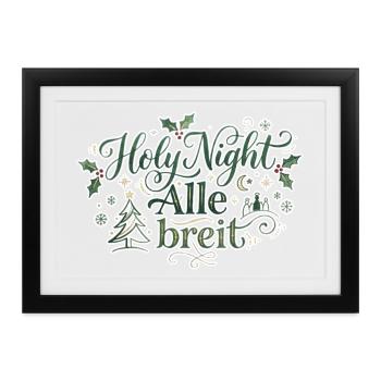 Holy Night Alle breit – Lustiges Weihnachts-Design - Gerahmtes Poster (37 × 27 cm) - Schwarz - Vorne