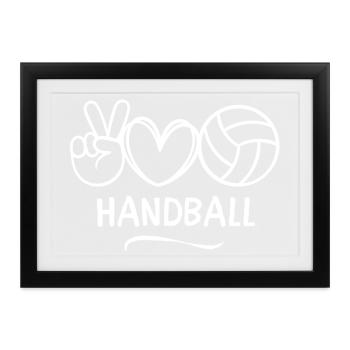 handball, hand, fan de handball - Affiche encadrée (37 × 27 cm) - noir - Devant