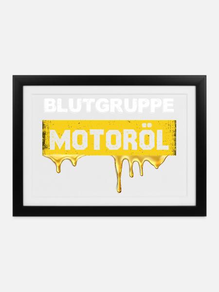 Blutgruppe Motoröl Grafik - Gerahmtes Poster (37 × 27 cm) - Schwarz