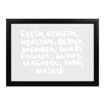 fresh, athletic, healthy, rested, inspired, smart - Gerahmtes Poster (37 × 27 cm) - Schwarz - Vorne