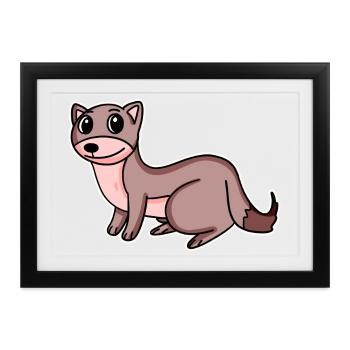 Wiesel Motiv - Gerahmtes Poster (37 × 27 cm) - Schwarz - Vorne