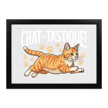 Who-is-cat – Lustiges Wortspiel Mit Tabby Cat - Gerahmtes Poster (37 × 27 cm) - Schwarz - Vorne