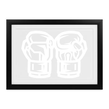 Boxhandschuhe Symbol Boxen - Gerahmtes Poster (37 × 27 cm) - Schwarz - Vorne