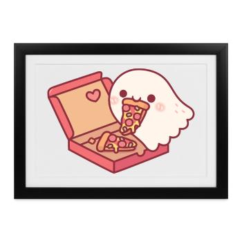 Süßer Geist liebt es, Peperoni-Pizza zu essen - Gerahmtes Poster (37 × 27 cm) - Schwarz - Vorne