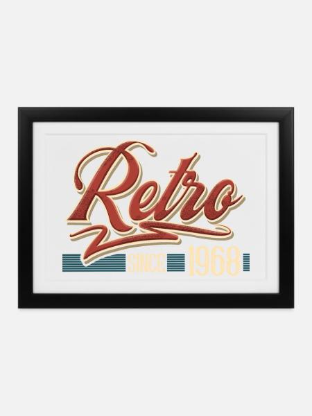 Retro 1968 Jahrgang Baujahr Geburtstag Vintage - Gerahmtes Poster (37 × 27 cm) - Schwarz