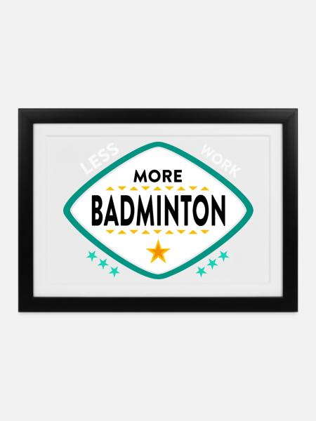 Badminton Federball Sport - Gerahmtes Poster (37 × 27 cm) - Schwarz