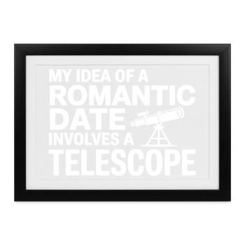 Romantisches Date Teleskop Journal - Gerahmtes Poster (37 × 27 cm) - Schwarz - Vorne