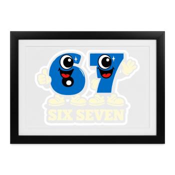 67 Six Seven Italian Meme - Gerahmtes Poster (37 × 27 cm) - Schwarz - Vorne