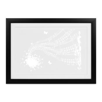 Schwebende Partitur-Sinfonie - Gerahmtes Poster (37 × 27 cm) - Schwarz - Vorne